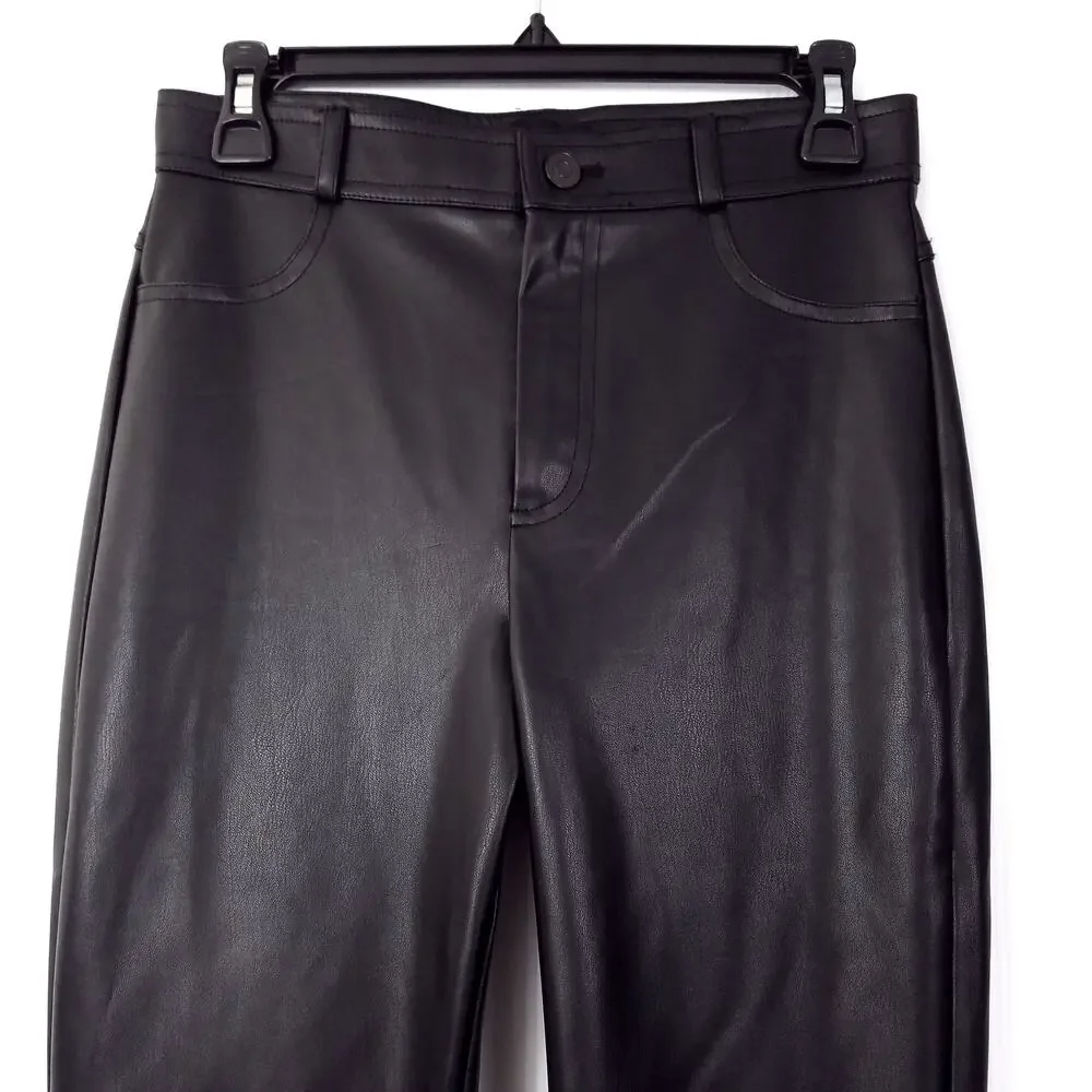 Zara Black Faux Leather Skinny Pants with Ankle Zip Size Medium - Picture 5 of 8